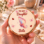 Custom Name Butterfly Gifts for Daughter - Personalized Compact Mirror - Everyday Routine
