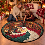 Custom Photo Christmas Dog Decor - Personalized Quilted Round Mat - Lost In A Winter Wonderland
