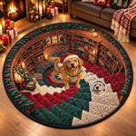Custom Photo Christmas Dog Decor - Personalized Quilted Round Mat - Lost In A Winter Wonderland