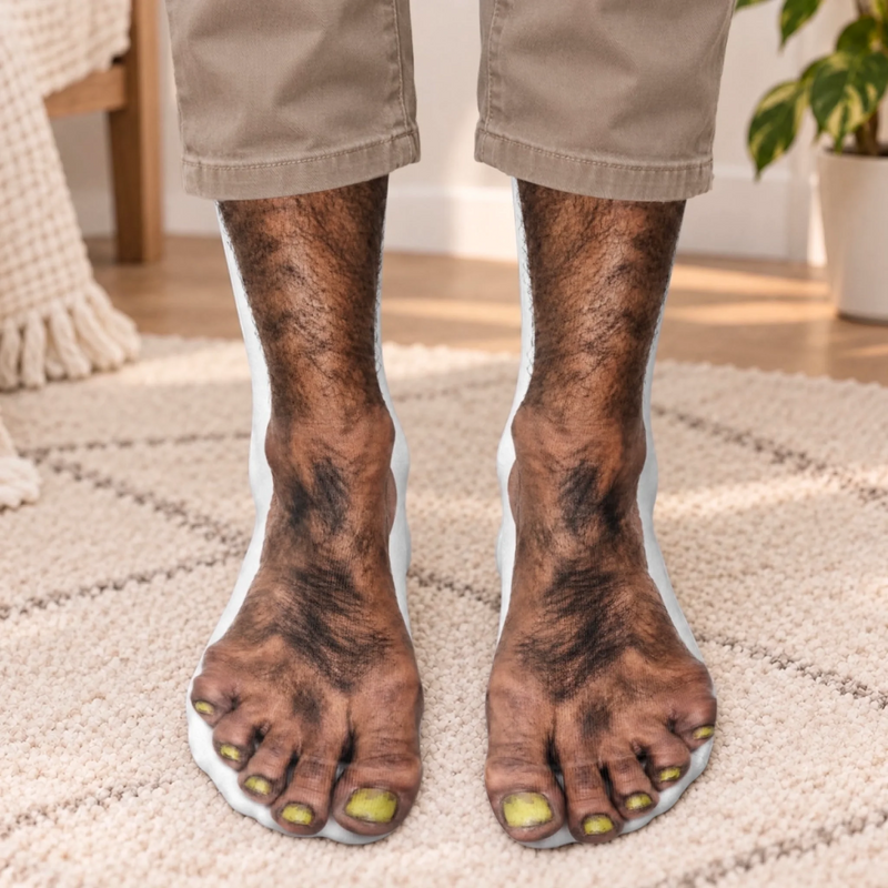 Custom Funny Hairy Feet Gifts for Couples - Personalized Middle Tube Socks - Bare Feet Prank
