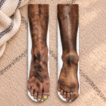 Custom Funny Hairy Feet Gifts for Couples - Personalized Middle Tube Socks - Bare Feet Prank
