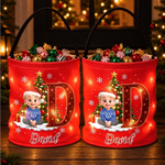 Name Christmas Gifts for Kids - Personalized LED Light Bucket Bag - Making Spirits Bright