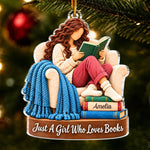 Custom Name Book Lover Gifts for Women - Personalized Acrylic Ornament - A Story Seeker