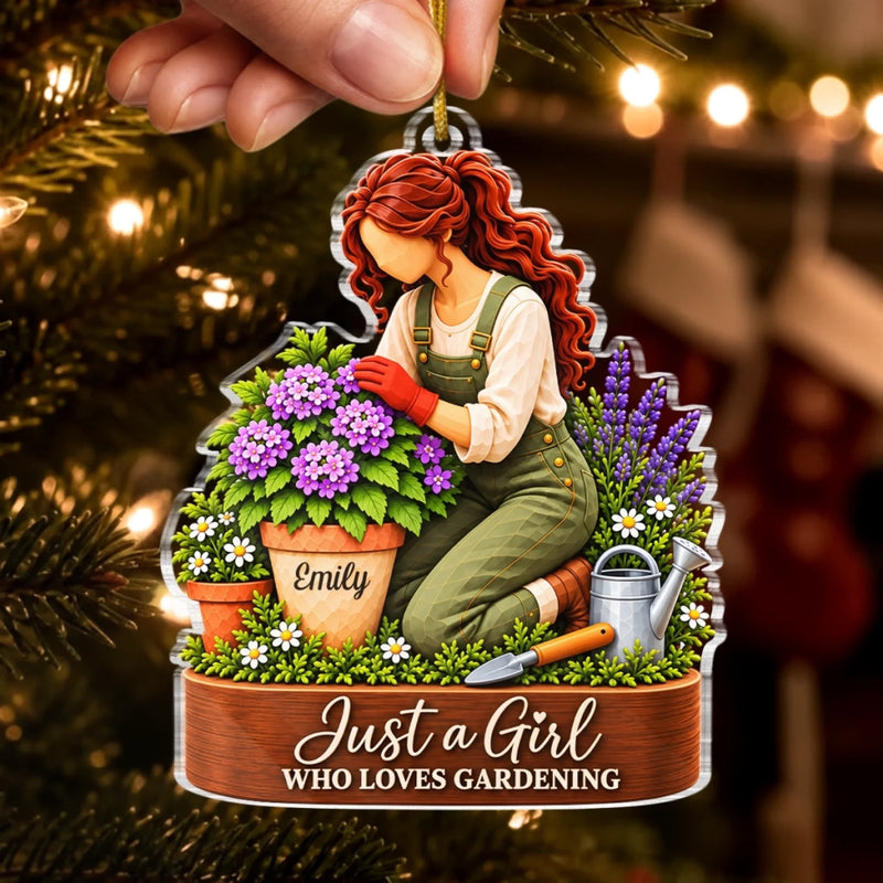 Custom Name Gardening Gifts for Women - Personalized Acrylic Ornament - Plants Lover