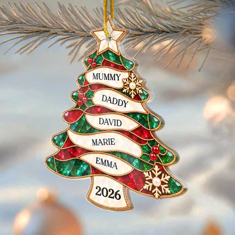 Custom Name Family Christmas Tree Gifts - Personalized Acrylic Ornament - Holiday Decorations