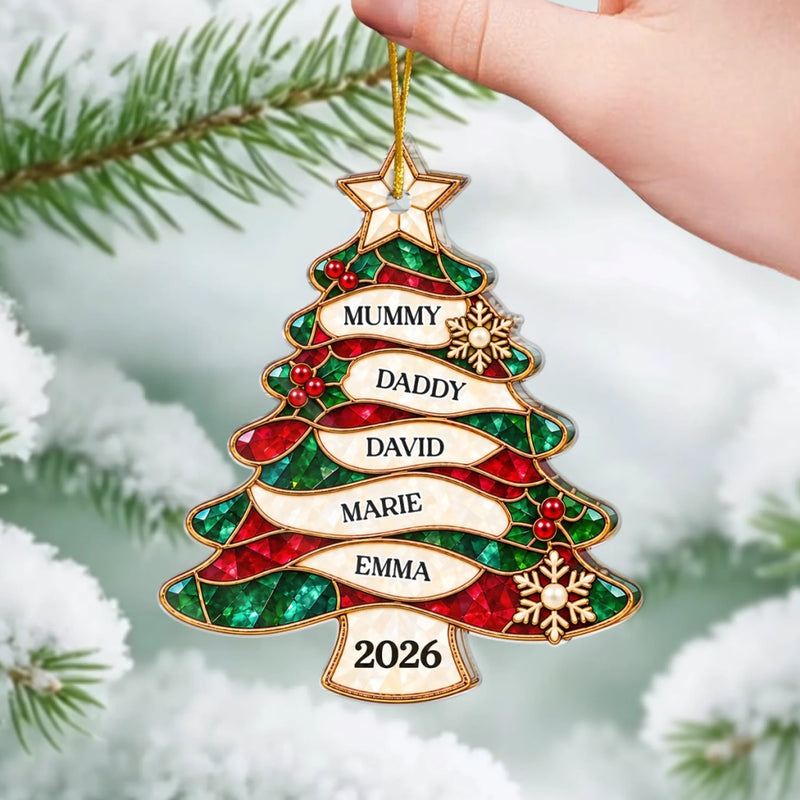 Custom Name Family Christmas Tree Gifts - Personalized Acrylic Ornament - Holiday Decorations