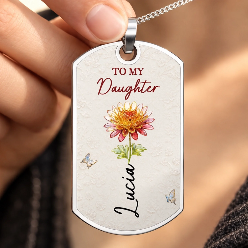 Custom Name Gifts for Granddaughters - Personalized Dog Tag Necklace - A Love That Lasts Forever