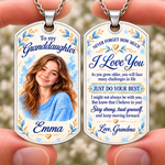 Custom Photo Encouragement Gifts for Granddaughters from Grandma - Personalized Dog Tag Necklace - Loved Beyond Words