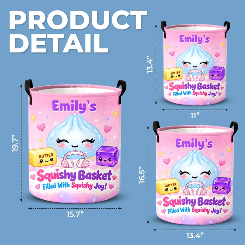 Custom Name Squishy Basket Gifts for Kids - Personalized Laundry Basket - Small Butter