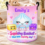 Custom Name Squishy Basket Gifts for Kids - Personalized Laundry Basket - Small Butter