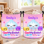 Custom Name Squishy Basket Gifts for Kids - Personalized Laundry Basket - Small Butter