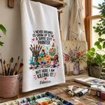 Custom Name Funny Painter Gifts for Artists - Personalized Kitchen Towel - Born To Create