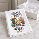 Custom Name Funny Painter Gifts for Artists - Personalized Kitchen Towel - Born To Create
