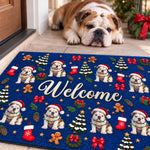 Custom Christmas Dog Lover Welcome Decor - Personalized Festive Doormat - Welcome