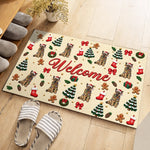 Custom Christmas Dog Lover Welcome Decor - Personalized Festive Doormat - Welcome
