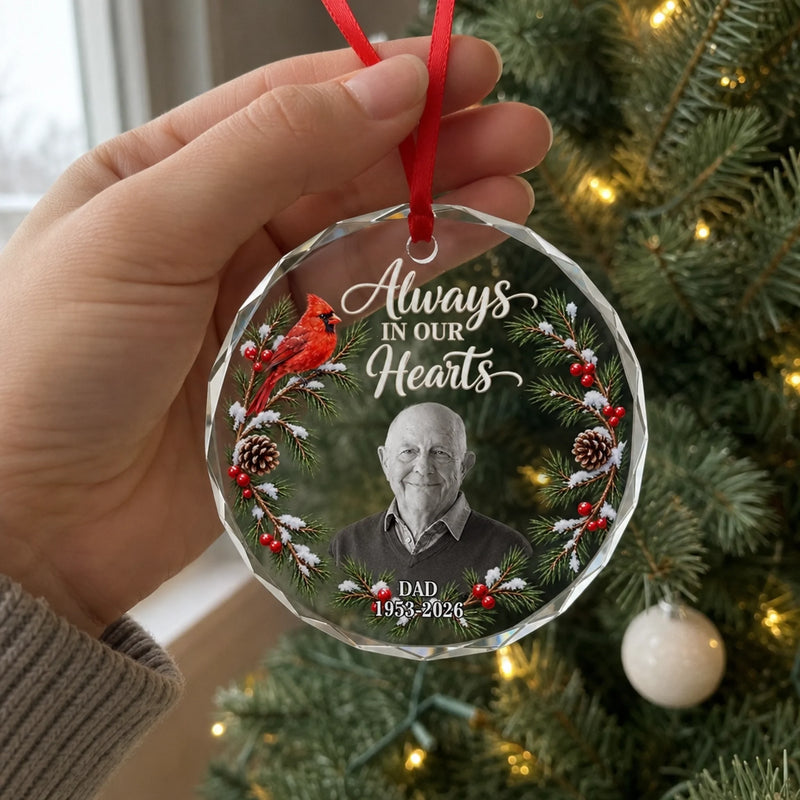 Custom Photo Memorial Christmas Gifts - Personalized Glass Ornament - Loved Beyond Goodbye