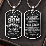Custom Name My Son Forever Gifts - Personalized Dog Tag Necklace - Fist Bump