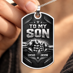 Custom Name My Son Forever Gifts - Personalized Dog Tag Necklace - Fist Bump