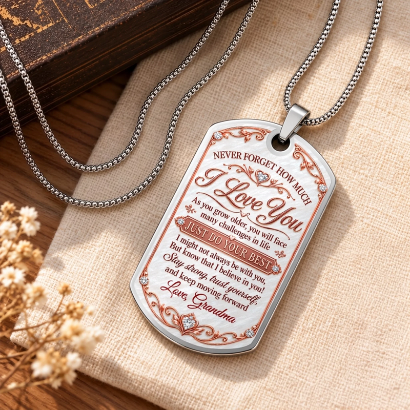 Custom Name Granddaughter Love Gifts - Personalized Dog Tag Necklace - Trust Yourself