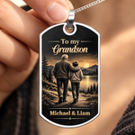 Custom Name Grandpa Gifts for Grandson - Personalized Dog Tag Necklace - Good Times