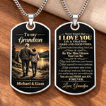 Custom Name Grandpa Gifts for Grandson - Personalized Dog Tag Necklace - Good Times