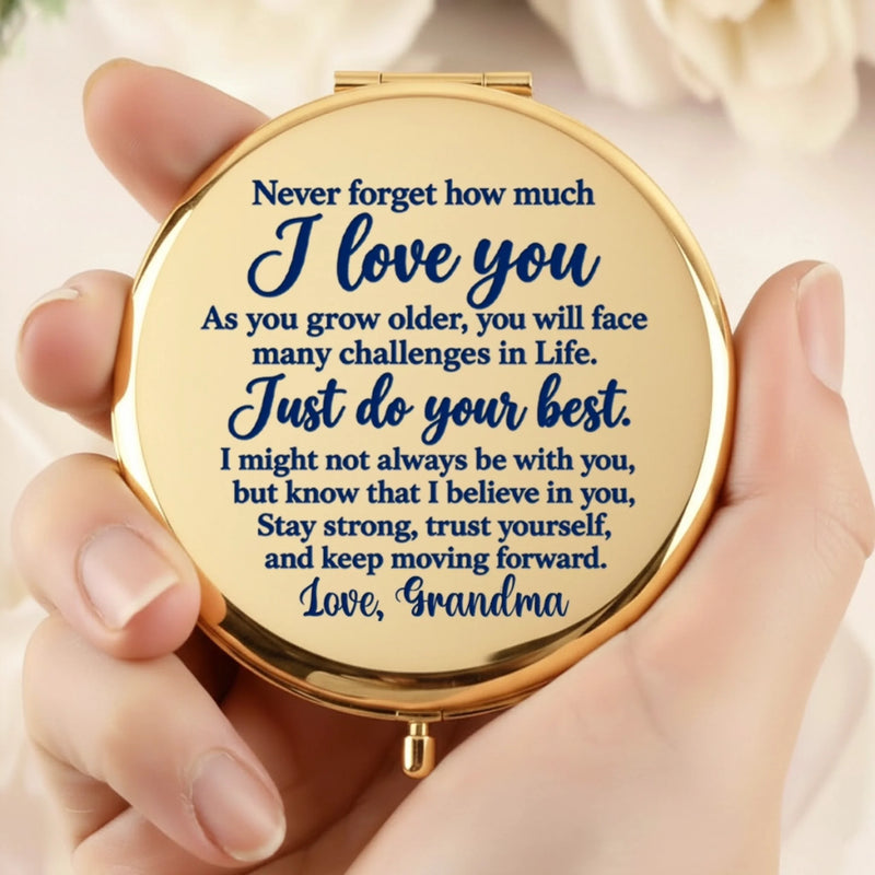 Custom Initial Granddaughter Keepsake Gifts - Personalized Compact Mirror - Always Believe In Yourself