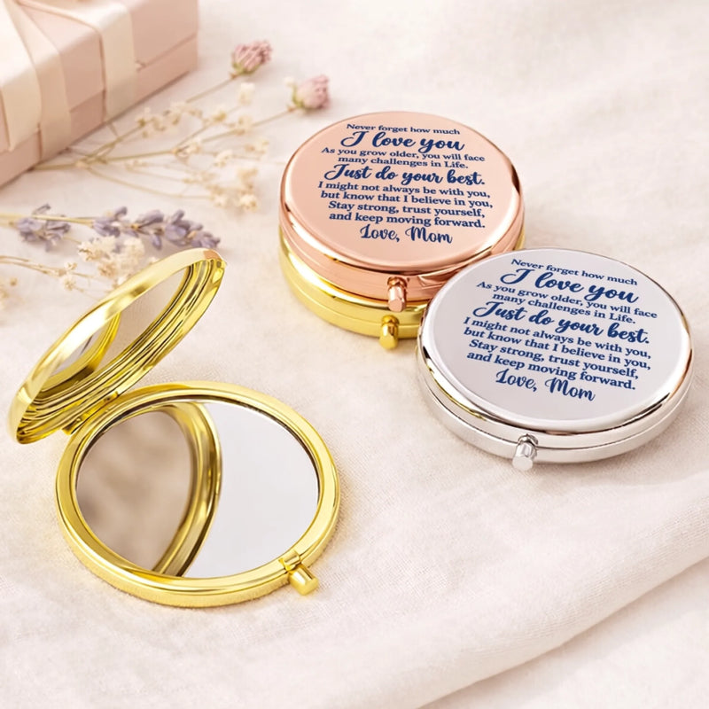 Custom Initial Granddaughter Keepsake Gifts - Personalized Compact Mirror - Always Believe In Yourself