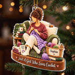 Custom Name Crochet Gifts for Women - Personalized Acrylic Ornament - Happy Time