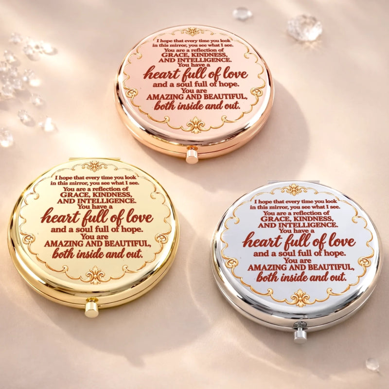 Custom Name Floral Keepsake for Granddaughter - Personalized Compact Mirror - Grace In Every Step