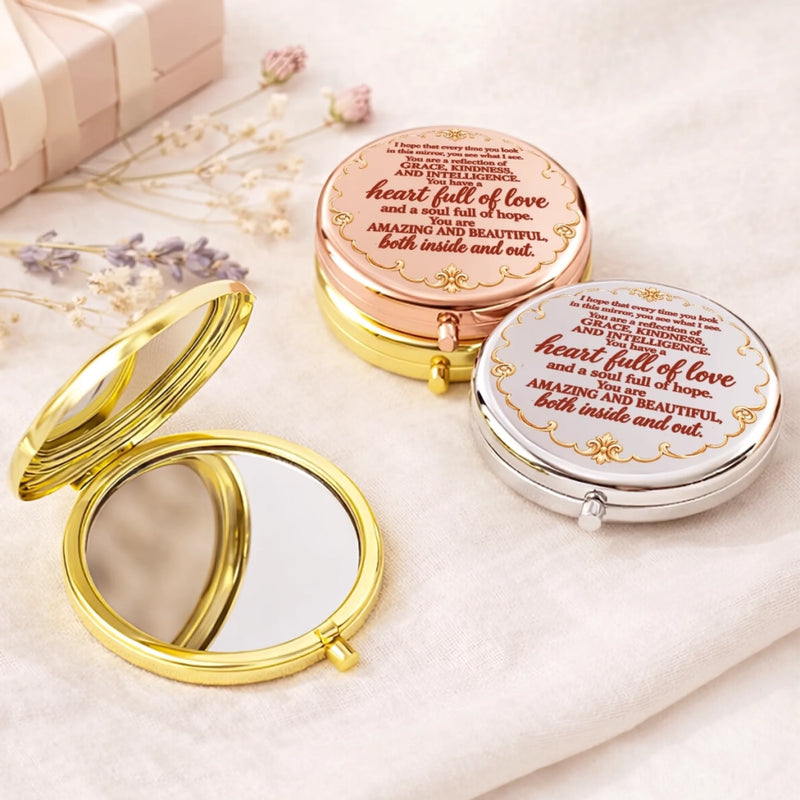 Custom Name Floral Keepsake for Granddaughter - Personalized Compact Mirror - Grace In Every Step