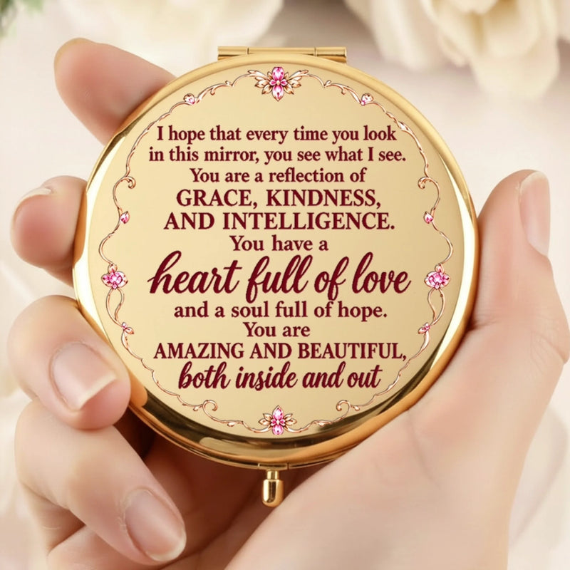 Custom Initial and Name Inspirational Gifts for Granddaughter - Personalized Compact Mirror - Believe In Your Beautiful Soul