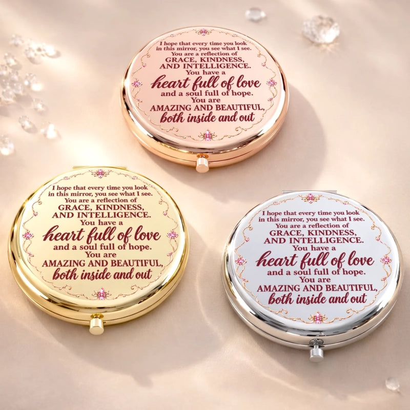 Custom Initial and Name Inspirational Gifts for Granddaughter - Personalized Compact Mirror - Believe In Your Beautiful Soul