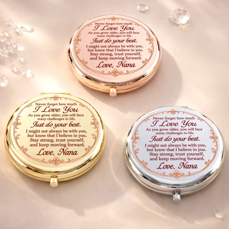Custom Photo Granddaughter Gifts - Personalized Compact Mirror - Be Brave Be Beautiful
