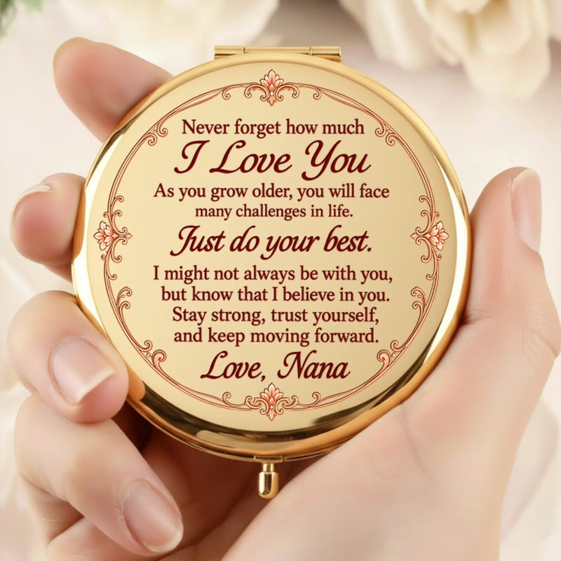 Custom Photo Granddaughter Gifts - Personalized Compact Mirror - Be Brave Be Beautiful