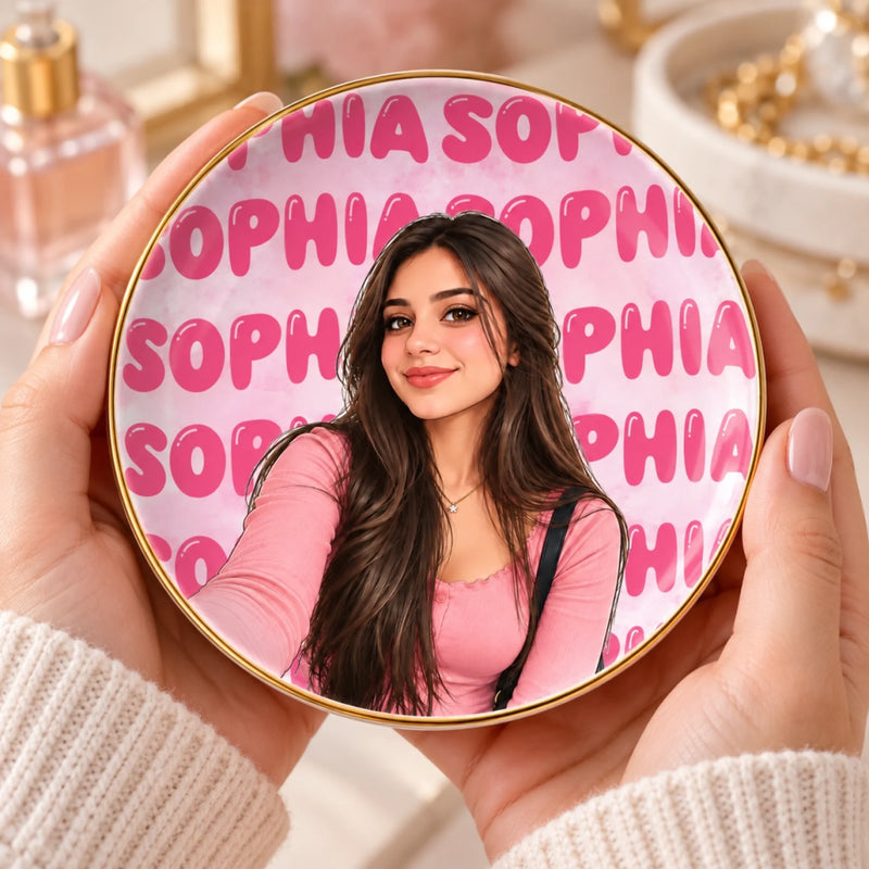 Custom Photo Portrait Keepsake Gifts for Her - Personalized Jewelry Dish