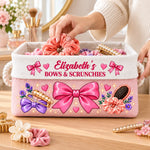Custom Name Bows and Scrunchies Storage - Personalized Storage Basket
