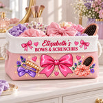 Custom Name Bows and Scrunchies Storage - Personalized Storage Basket