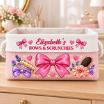 Custom Name Bows and Scrunchies Storage - Personalized Storage Basket