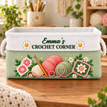 Custom Name Crochet Corner Gifts for Yarn Lovers - Personalized Storage Basket