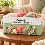 Custom Name Crochet Corner Gifts for Yarn Lovers - Personalized Storage Basket