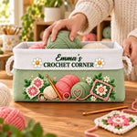 Custom Name Crochet Corner Gifts for Yarn Lovers - Personalized Storage Basket
