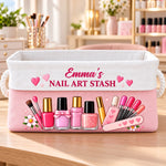 Custom Name Nail Art Stash Gifts for Women - Personalized Storage Basket