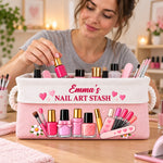 Custom Name Nail Art Stash Gifts for Women - Personalized Storage Basket