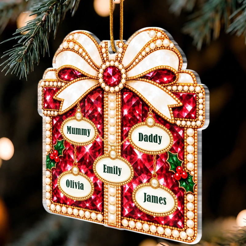Custom Name Christmas Gift Box Keepsake for Families - Personalized Acrylic Ornament - The Gift Of Us