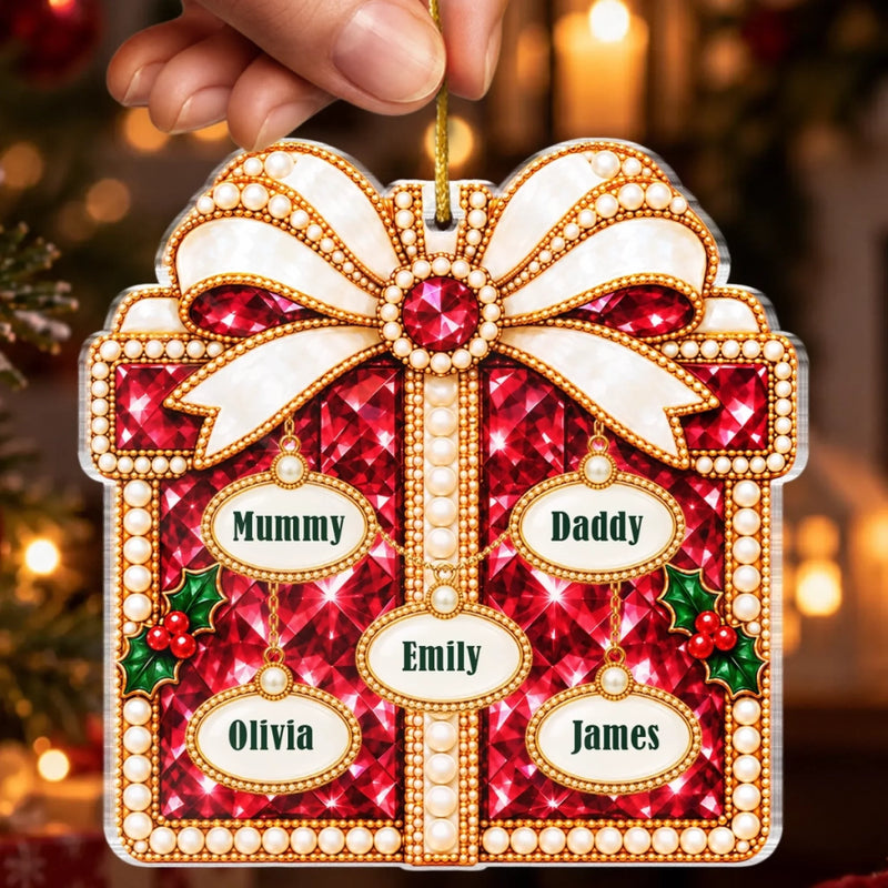 Custom Name Christmas Gift Box Keepsake for Families - Personalized Acrylic Ornament - The Gift Of Us