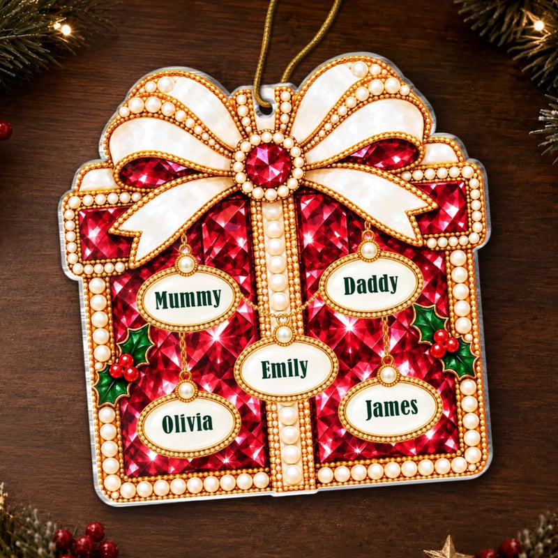 Custom Name Christmas Gift Box Keepsake for Families - Personalized Acrylic Ornament - The Gift Of Us
