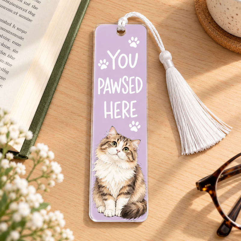 Personalized Acrylic Bookmark – Custom Photo Gift For Book Lovers, Pet Lovers – You Pawsed Here