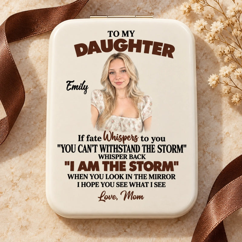 Custom Photo Inspirational Gifts for Daughter and Granddaughter - Personalized LED Compact Makeup Mirror