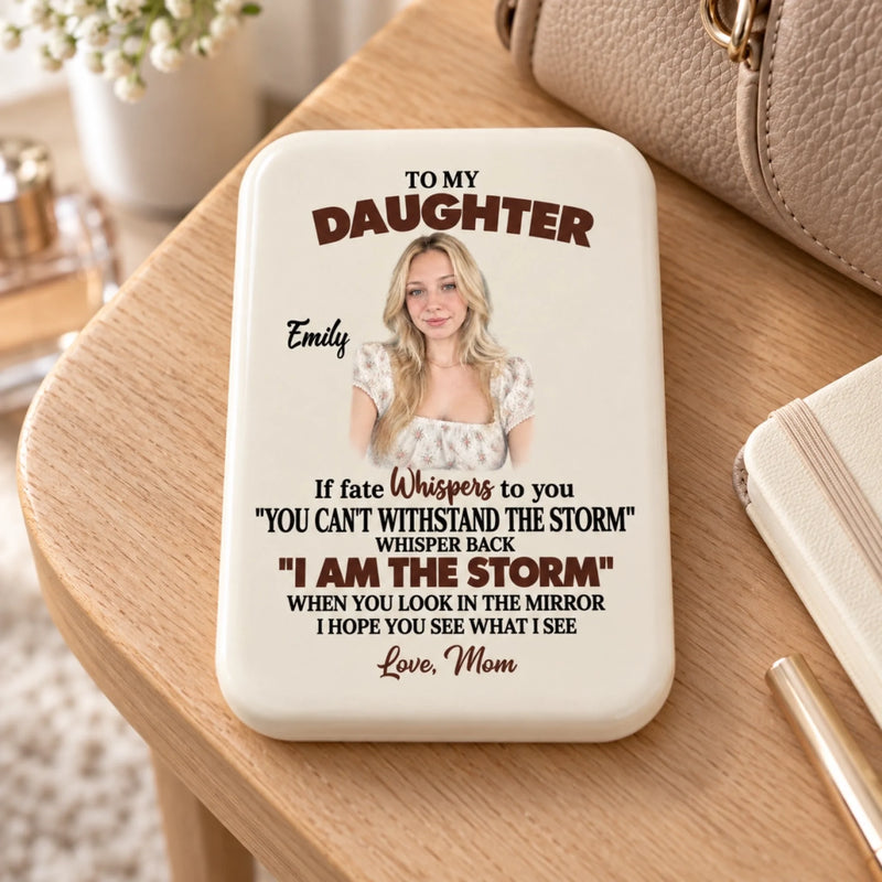 Custom Photo Inspirational Gifts for Daughter and Granddaughter - Personalized LED Compact Makeup Mirror