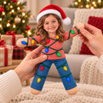 Custom Photo Funny Christmas Light Couple Gifts - Personalized Poseable Plush Doll - Matching Mess Makers